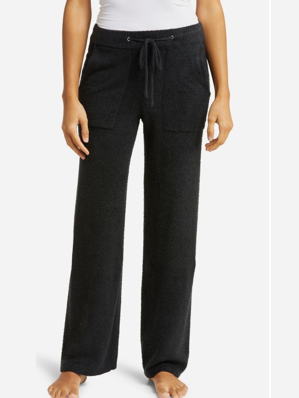 Barefoot Dreams Cozy Knit Wide-Leg Lounge Pants - Black